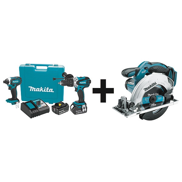 Makita Cordless Combination Kit, 3 Tools, 18V DC, Includes Batteries (4.0 Ah) - XT263M  + XSS02Z