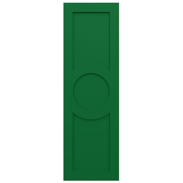 Ekena Millwork True Fit PVC Center Circle Arts & Crafts Fixed Mount Shutters, Viridian Green, 15W x 57H, PR - TFP001AC15X057HG