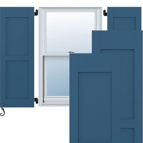 Ekena Millwork Americraft 2 Equal Flat Panel Exterior Real Wood Shutters, RW101FP18X54HBH, PR - RW101FP18X54HBH