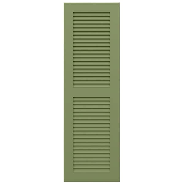 Ekena Millwork True Fit PVC Two Equal Louver Shutters, Moss Green, 15W x 39H, PR - TFP101LVF15X039MG