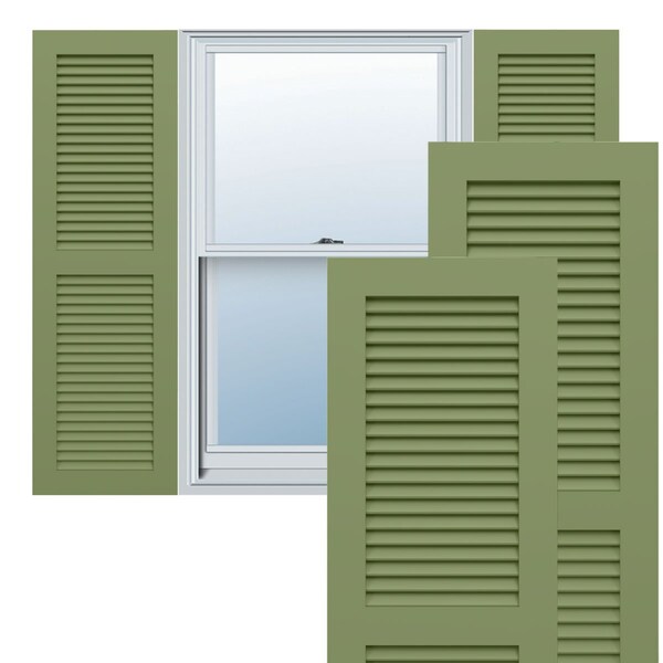 Ekena Millwork True Fit PVC Two Equal Louver Shutters, Moss Green, 15W x 39H, PR - TFP101LVF15X039MG