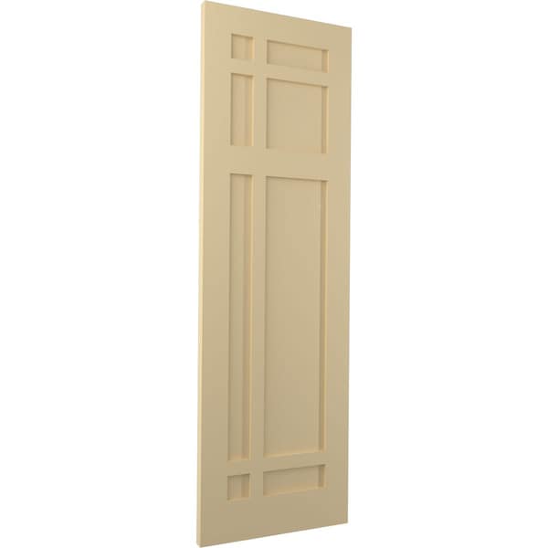Ekena Millwork True Fit PVC San Juan Capistrano Mission Style Fixed Mount Shutters, Natural Twine, 12W x 71H, PR - TFP001SJ12X071NT