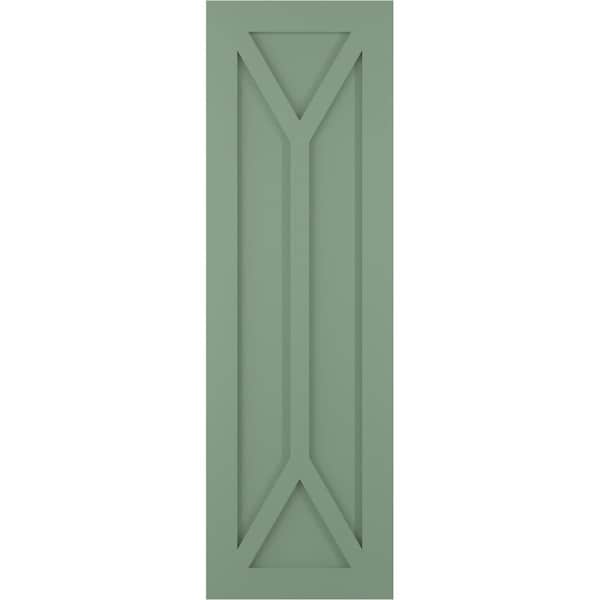 Ekena Millwork True Fit PVC San Carlos Mission Style Fixed Mount Shutters, Track Green, 15W x 79H, PR - TFP001SC15X079TG