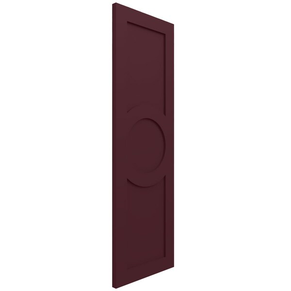 Ekena Millwork True Fit PVC Center Circle Arts & Crafts Fixed Mount Shutters, Wine Red, 12W x 73H, PR - TFP001AC12X073WR