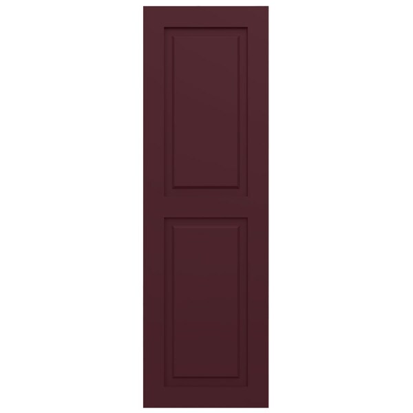 Ekena Millwork True Fit PVC, Two Equal Raised Panel Shutters, Wine Red, 12W x 67H, PR - TFP101RPF12X067WR