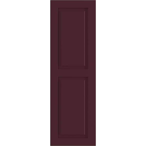 Ekena Millwork True Fit PVC, Two Equal Raised Panel Shutters, Wine Red, 12W x 67H, PR - TFP101RPF12X067WR
