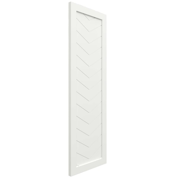 Ekena Millwork True Fit PVC Single Panel Chevron Modern Style Fixed Mount Shutters, Unfinished, 12W x 58H, PR - TFP001CV12X058UN