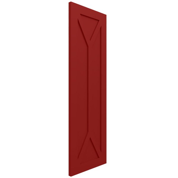 Ekena Millwork True Fit PVC San Carlos Mission Style Fixed Mount Shutters, Fire Red, 12W x 32H, PR - TFP001SC12X032BR
