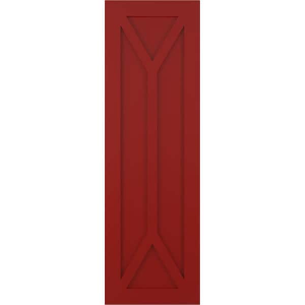 Ekena Millwork True Fit PVC San Carlos Mission Style Fixed Mount Shutters, Fire Red, 12W x 32H, PR - TFP001SC12X032BR