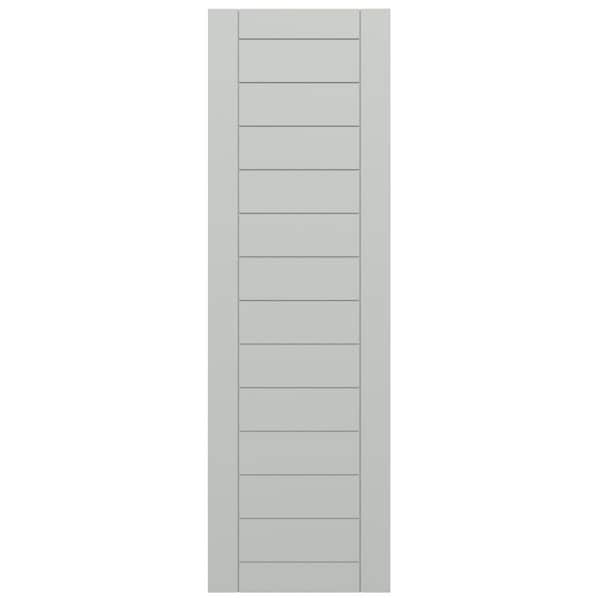 Ekena Millwork True Fit PVC Horizontal Slat Framed Modern Style Fixed Mount Shutters, Hailstorm Gray, 18W x 48H, PR - TFP001HF18X048ST