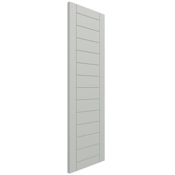 Ekena Millwork True Fit PVC Horizontal Slat Framed Modern Style Fixed Mount Shutters, Hailstorm Gray, 18W x 48H, PR - TFP001HF18X048ST