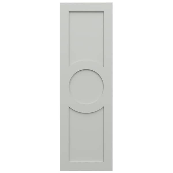 Ekena Millwork True Fit PVC Center Circle Arts & Crafts Fixed Mount Shutters, Hailstorm Gray, 12W x 66H, PR - TFP001AC12X066ST