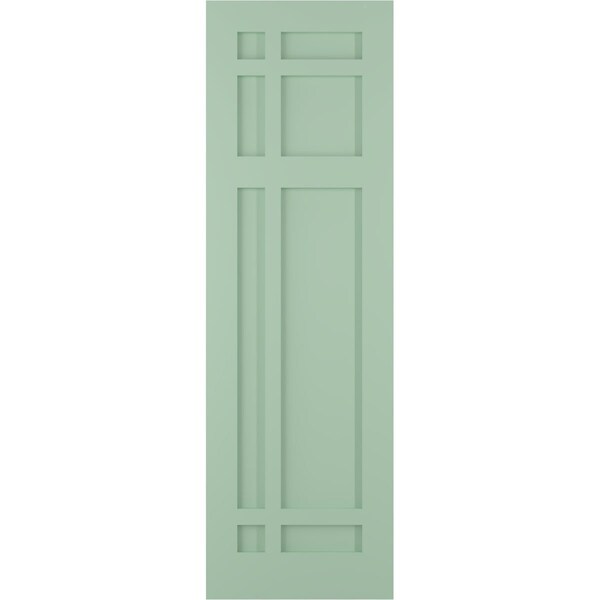 Ekena Millwork True Fit PVC San Juan Capistrano Mission Style Fixed Mount Shutters, Seaglass, 18W x 74H, PR - TFP001SJ18X074SG