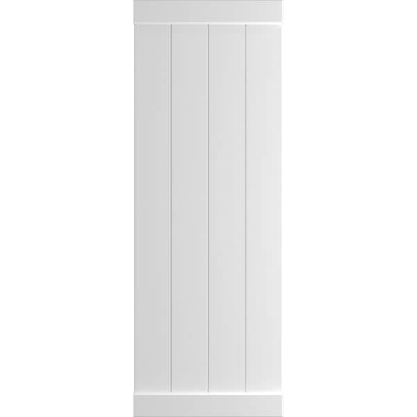 Ekena Millwork True Fit PVC, Four Board Joined Board-n-Batten Shutters w/End Batten, Unfinished, 21 1/2W x 41H, PR - TFP103BB21X041UN