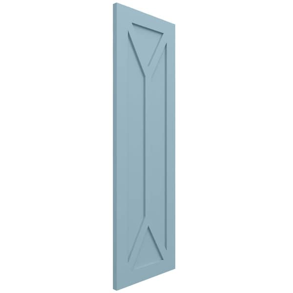 Ekena Millwork True Fit PVC San Carlos Mission Style Fixed Mount Shutters, Peaceful Blue, 18W x 44H, PR - TFP001SC18X044SB