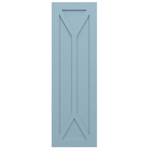 Ekena Millwork True Fit PVC San Carlos Mission Style Fixed Mount Shutters, Peaceful Blue, 18W x 44H, PR - TFP001SC18X044SB