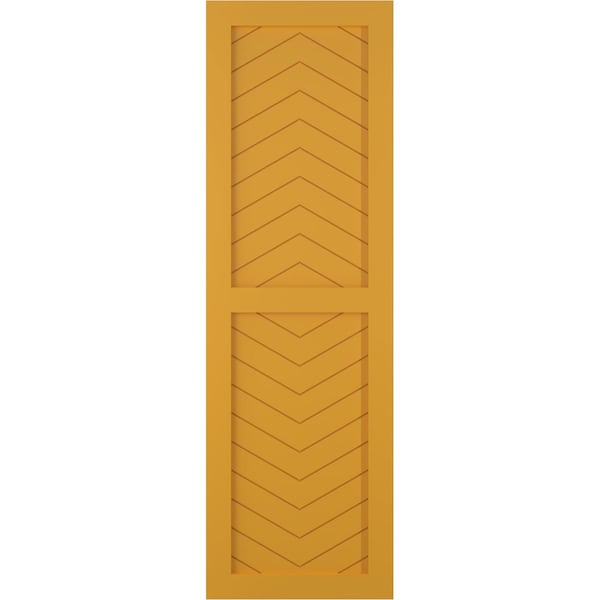 Ekena Millwork True Fit PVC Two Panel Chevron Modern Style Fixed Mount Shutters, Turmeric, 12W x 37H, PR - TFP101CV12X037TU
