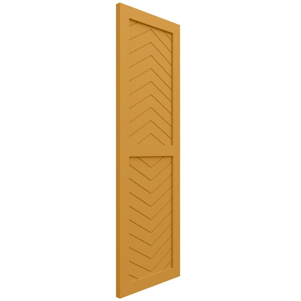 Ekena Millwork True Fit PVC Two Panel Chevron Modern Style Fixed Mount Shutters, Turmeric, 12W x 37H, PR - TFP101CV12X037TU