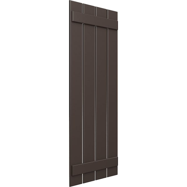 Ekena Millwork True Fit PVC Four Board Spaced Board-n-Batten Shutters, Raisin Brown , 23W x 79H, PR - TFP101SBF23X079TB