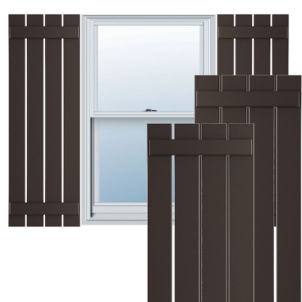 Ekena Millwork True Fit PVC Four Board Spaced Board-n-Batten Shutters, Raisin Brown , 23W x 79H, PR - TFP101SBF23X079TB
