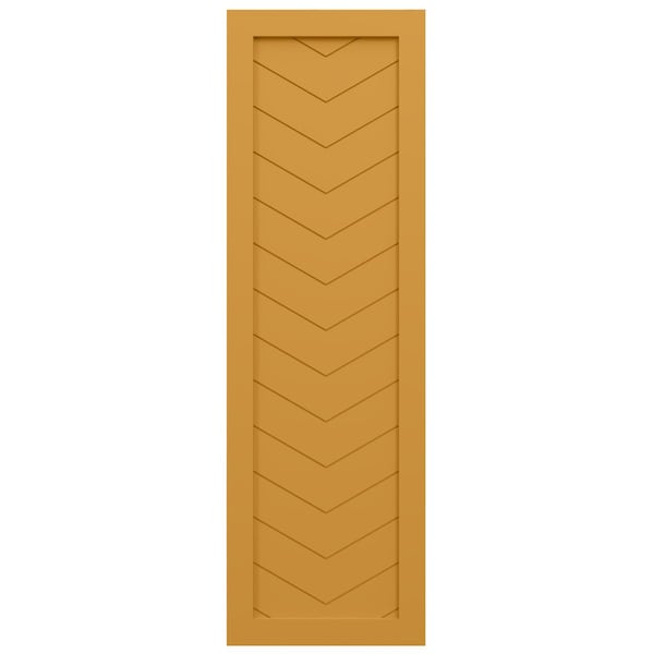 Ekena Millwork True Fit PVC Single Panel Chevron Modern Style Fixed Mount Shutters, Turmeric, 12W x 74H, PR - TFP001CV12X074TU
