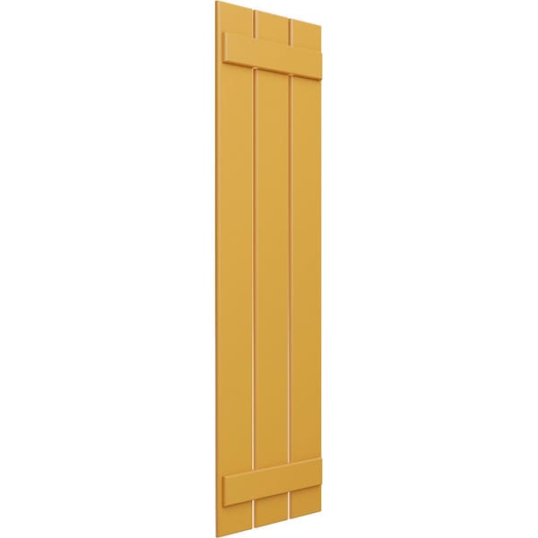 Ekena Millwork True Fit PVC, Three Board Spaced Board-n-Batten Shutters, Turmeric , 17 1/8W x 48H, PR - TFP101SBF17X048TU
