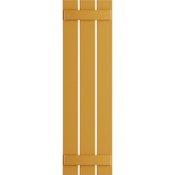 Ekena Millwork True Fit PVC, Three Board Spaced Board-n-Batten Shutters, Turmeric , 17 1/8W x 48H, PR - TFP101SBF17X048TU