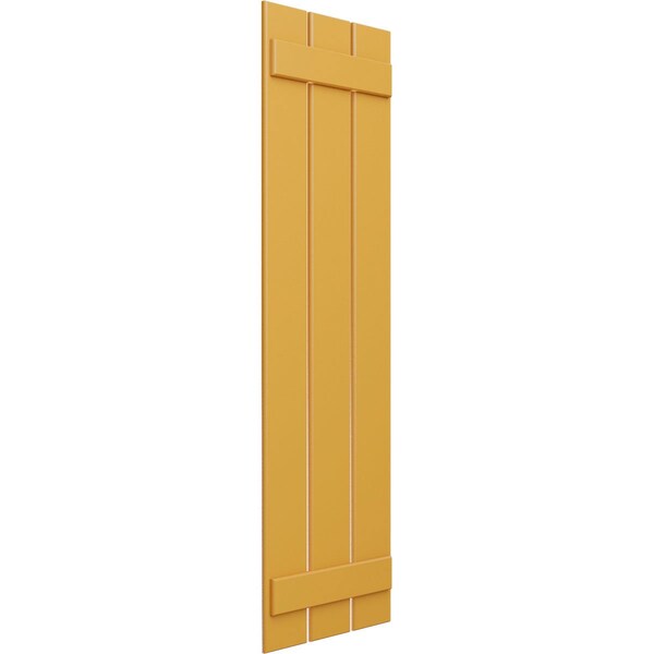 Ekena Millwork True Fit PVC, Three Board Spaced Board-n-Batten Shutters, Turmeric , 17 1/8W x 48H, PR - TFP101SBF17X048TU