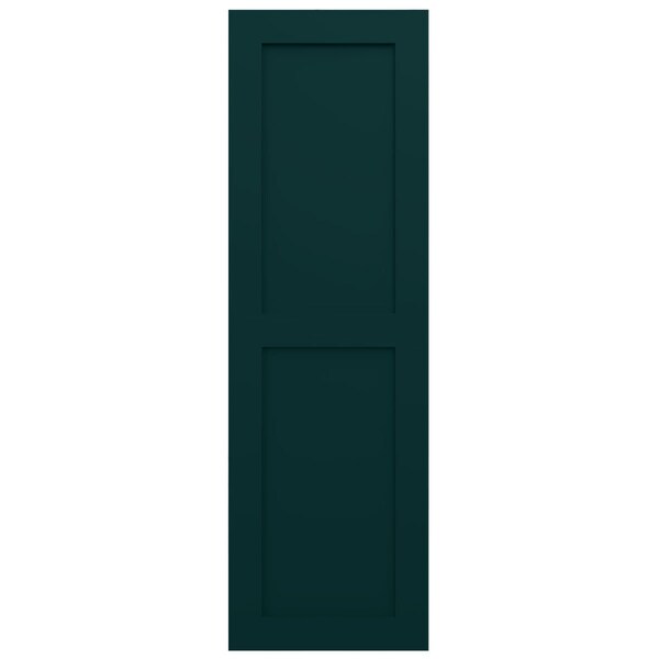 Ekena Millwork True Fit PVC Two Equal Flat Panel Shutters, Thermal Green, 12W x 45H, PR - TFP101FPF12X045FG