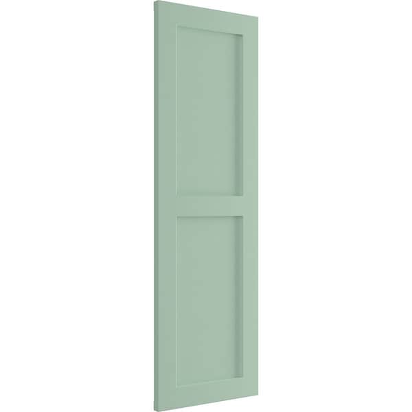 Ekena Millwork True Fit PVC Two Equal Flat Panel Shutters, Seaglass, 12W x 57H, PR - TFP101FPF12X057SG