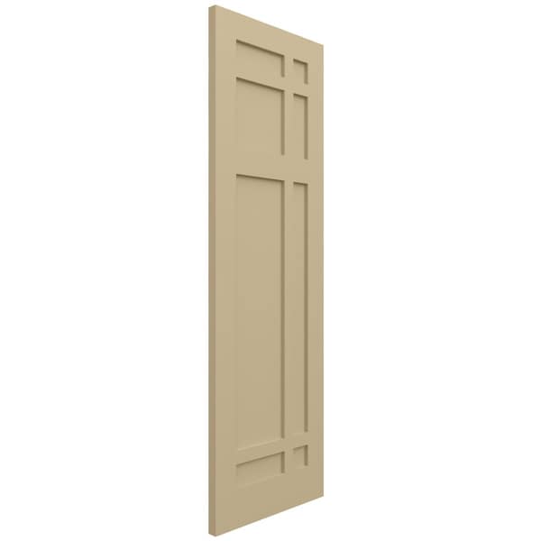Ekena Millwork True Fit PVC San Juan Capistrano Mission Style Fixed Mount Shutters, Natural Twine, 18W x 80H, PR - TFP001SJ18X080NT