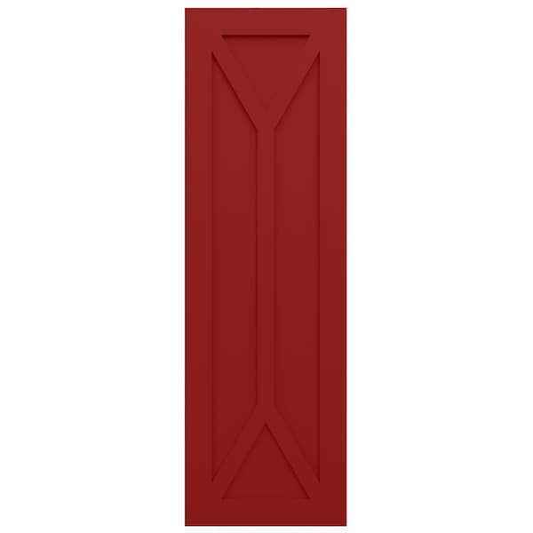 Ekena Millwork True Fit PVC San Carlos Mission Style Fixed Mount Shutters, Fire Red, 18W x 70H, PR - TFP001SC18X070BR