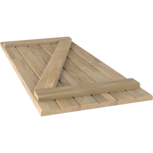 Ekena Millwork Americraft 6-Board (2 Batten) Wood Joined Board-n-Batten Shutters w/ Z-Bar, ARW102BB621X40UNH, PR - ARW102BB621X40UNH