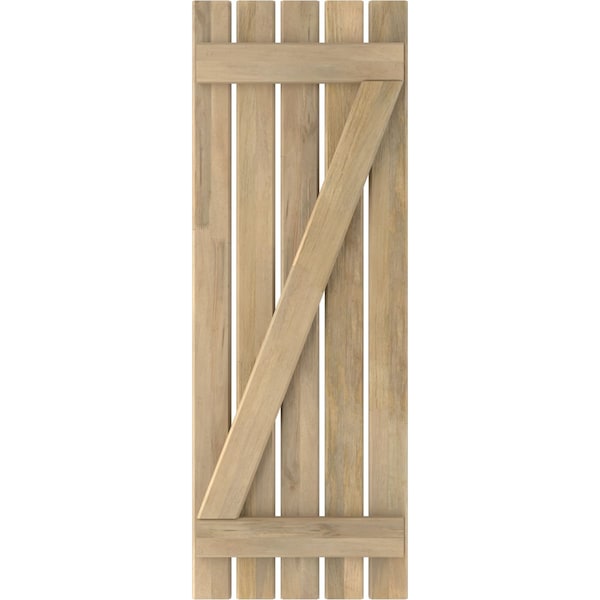 Ekena Millwork Americraft 5-Board (2 Batten) Wood Spaced Board-n-Batten Shutters w/ Z-Bar, ARW102SB519X41UNH, PR - ARW102SB519X41UNH