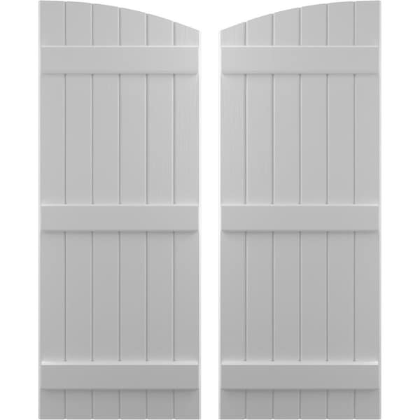 Ekena Millwork Americraft 6-Board (3 Batten) Wood Joined Board-n-Batten Shutters w/ Ellipt Top, ARW401BE621X42PRH - ARW401BE621X42PRH