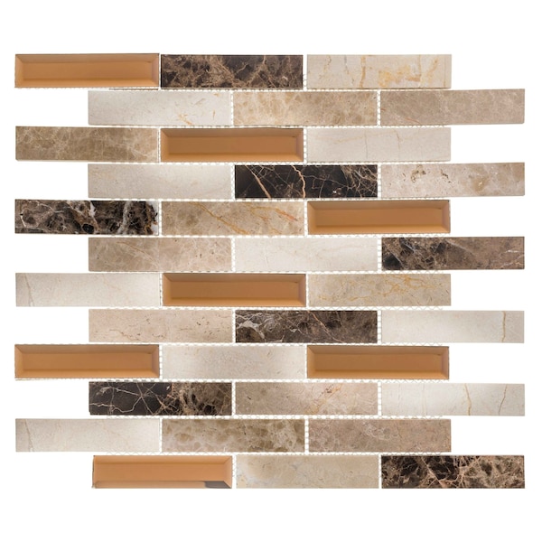 Andova Tiles ANDOVA TILES Mergo 1" x 3" Beveled Marble Brick Joint Mosaic Tile - ANDMER484