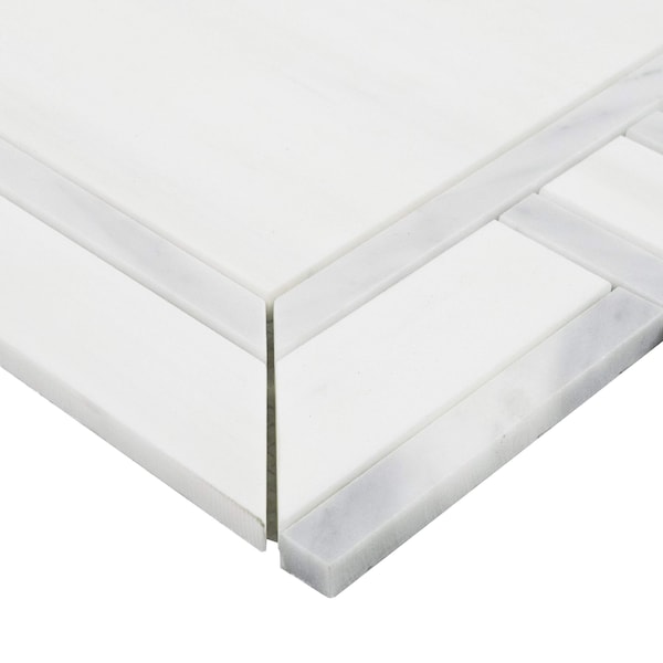 Msi Bianco Dolomite Alana 11 in. x 13 in. Polished Marble Mosaic Floor And Wall Tile, 10PK - ZOR-MD-0639