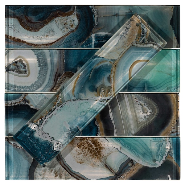 Andova Tiles ANDOVA TILES Myst 3" x 12" Glass Marble Look Subway Wall Tile, PK15 - ANDMYS249