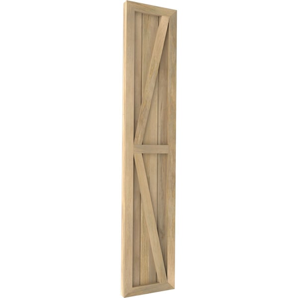 Ekena Millwork Americraft 3-Board Wood 2 Equal Panel Frmd Board-n-Batten Shutters w/Dubl Z-Bar, ARW102BF311X73UNH, PR - ARW102BF311X73UNH