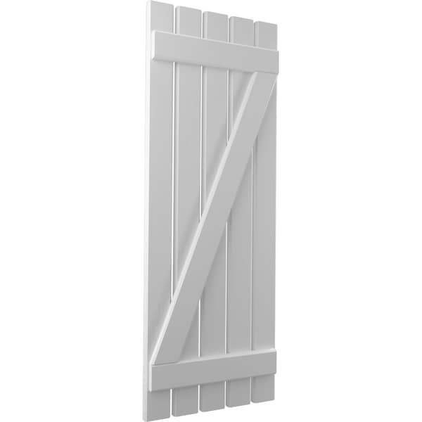 Ekena Millwork Americraft 5-Board (2 Batten) Wood Spaced Board-n-Batten Shutters w/ Z-Bar, ARW102SB519X81PRH - ARW102SB519X81PRH