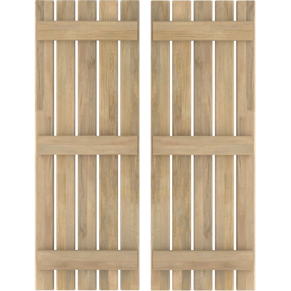 Ekena Millwork Americraft 5-Board (3 Batten) Exterior Real Wood Spaced Board-n-Batten Shutters, ARW401SB519X52UNH, PR - ARW401SB519X52UNH