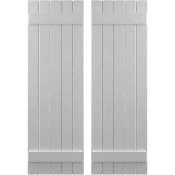Ekena Millwork Americraft 5-Board (2 Batten) Exterior Real Wood Joined Board-n-Batten Shutters, ARW101BB518X42PRH - ARW101BB518X42PRH