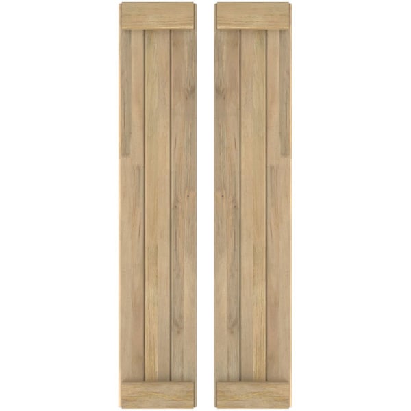 Ekena Millwork Americraft 3-Board Exterior Wood Joined Board-n-Batten Shutters w/ End Batten, ARW103BB311X46UNH, PR - ARW103BB311X46UNH