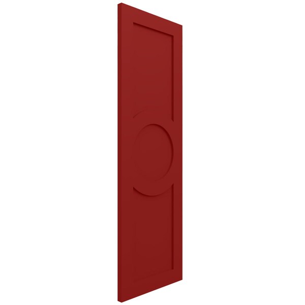 Ekena Millwork True Fit PVC Center Circle Arts & Crafts Fixed Mount Shutters, Fire Red, 15W x 72H, PR - TFP001AC15X072BR
