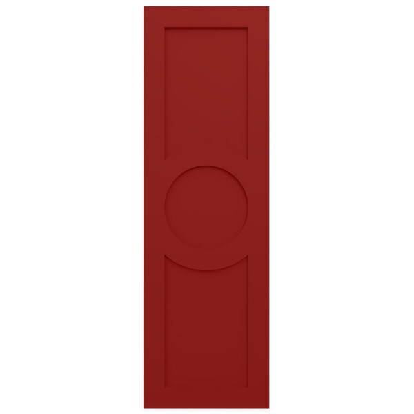 Ekena Millwork True Fit PVC Center Circle Arts & Crafts Fixed Mount Shutters, Fire Red, 15W x 72H, PR - TFP001AC15X072BR