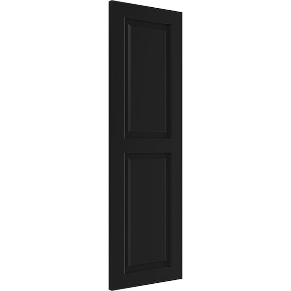 Ekena Millwork True Fit PVC Two Equal Raised Panel Shutters, Black, 12W x 57H, PR - TFP101RPF12X057BL