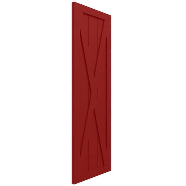 Ekena Millwork True Fit PVC Single X-Board Farmhouse Fixed Mount Shutters, Fire Red, 12W x 25H, PR - TFP001FH12X025BR