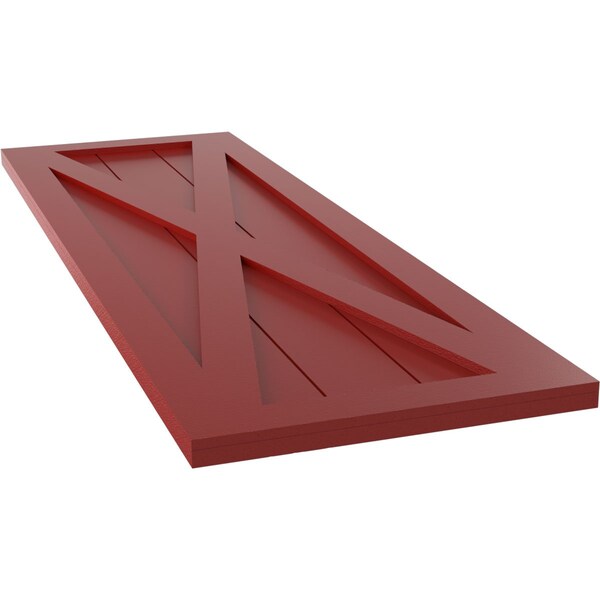 Ekena Millwork True Fit PVC Single X-Board Farmhouse Fixed Mount Shutters, Fire Red, 12W x 25H, PR - TFP001FH12X025BR