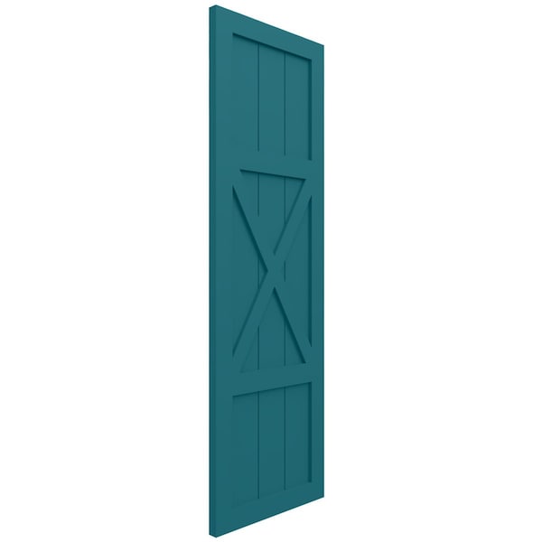 Ekena Millwork True Fit PVC Center X-Board Farmhouse Fixed Mount Shutters, Antigua , 18W x 44H, PR - TFP107FH18X044AN