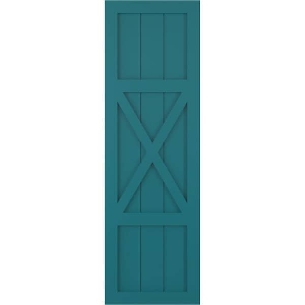 Ekena Millwork True Fit PVC Center X-Board Farmhouse Fixed Mount Shutters, Antigua , 18W x 44H, PR - TFP107FH18X044AN